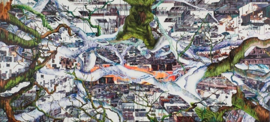 《廣畝城》 188x410cm 布面丙烯油畫 2013
