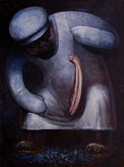 《一條咸肉》布面油畫 80.5X60.5cm012

