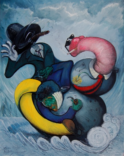 《三劍下天山》布面油畫 100X80cm 2013
