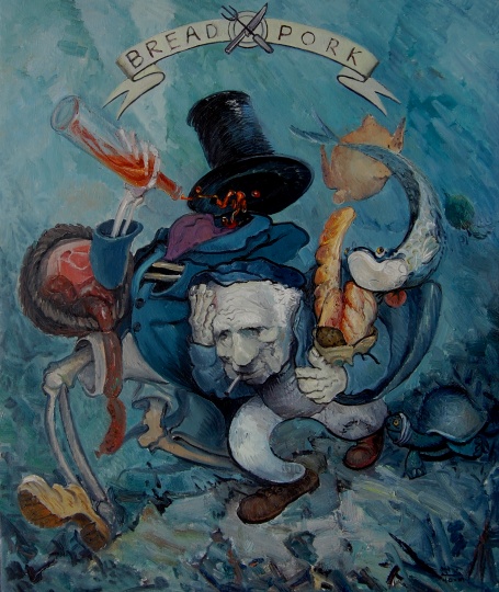 《面包與豬肉》布面油畫 120X100cm 2013
