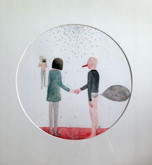袁貝貝 《紀(jì)念照》  D.22cm  紙本水彩   2014
