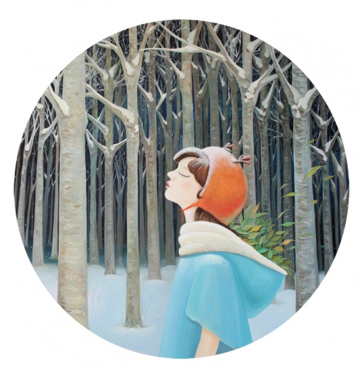 《等待》 Diam.100cm  布面油畫  2012