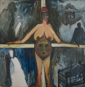《唱戲-十字架系列之六》布面油畫(huà)  80x80cm 2008年
