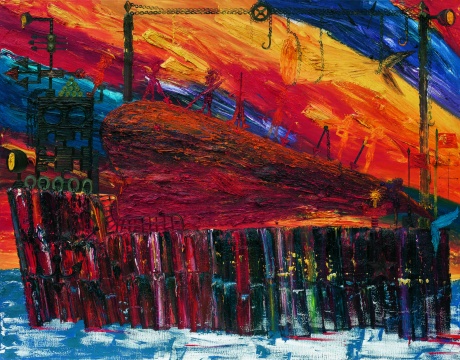 歐陽春 《捕鯨船（二）》  220x280cm  2006年  成交價161萬元   匡時2014年秋拍
