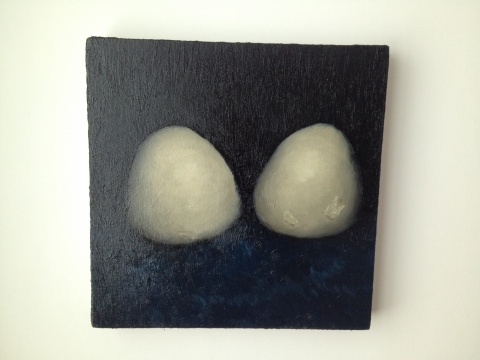 閆冰 《兩個(gè)饅頭》 40×40cm 布面油畫(huà) 2015
