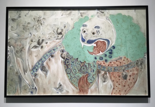 潘汶汛 《飛花之獅》  107×170cm    紙本水墨設(shè)色    2015
