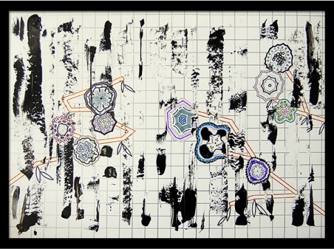 金景鴻《花枝》39×54 cm  紙上 2015

