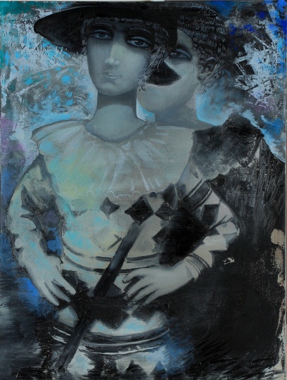 《雙子座小丑》 70×90cm 布面油畫 2014
