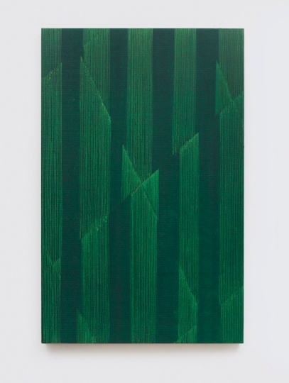 《六條切線－綠1》，250×160cm，布面油畫，2015 