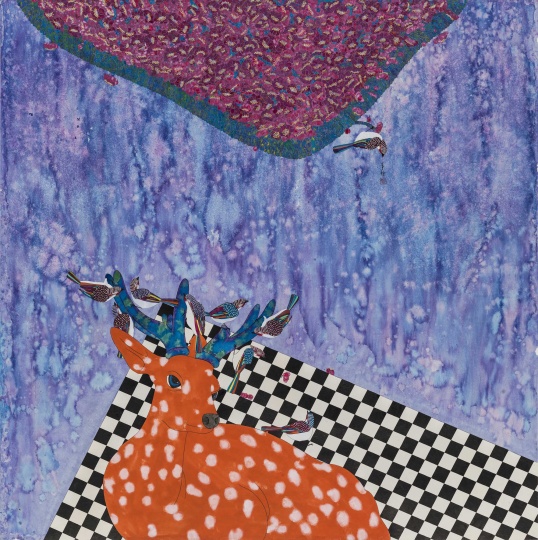 劉天憐 《花叢下的梅花鹿》 120×120cm  紙本設(shè)色  2013
