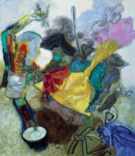 曹力《平凡生活》 115×100cm 布面油畫  2000  成交價(jià)：55.2萬(wàn)元  中國(guó)嘉德秋拍
