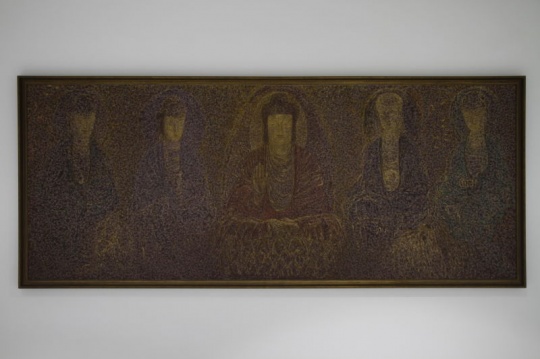 《一佛四菩薩》 1.6×4m 布面丙烯 2010