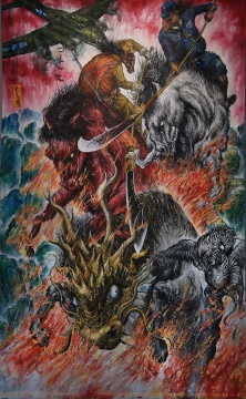 《戰(zhàn)馬圖》320cm×200cm 布面丙烯 2015