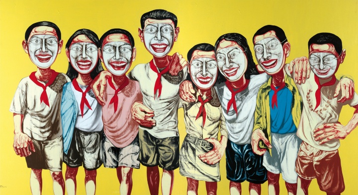 《面具系列1996 NO.6》（兩聯(lián)作） 200×360cm  布面油畫  1996 
成交價(jià)：7537萬港幣（6708萬人民幣）  佳士得香港2008年春季拍賣會(huì)
