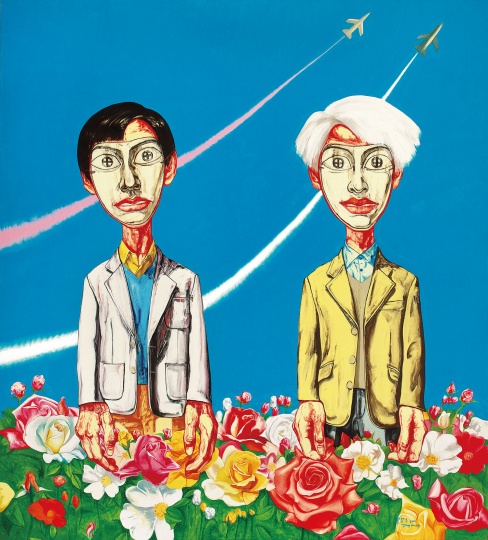 《Fly signed‘Zeng Fanzhi’in Pinyin》 200×179.4cm  布面油畫  2000
成交價(jià)：3986萬港幣（3241萬人民幣）    佳士得香港2012年春季拍賣會(huì)
