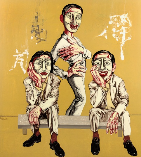 《面具系列》200×180cm 布面油畫  1996
成交價(jià)：3090萬港幣（2557.4萬人民幣） 佳士得香港2011年秋季拍賣會(huì)
