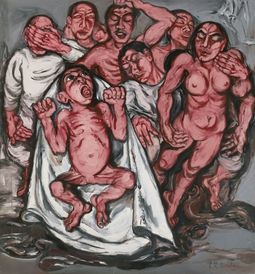 《肉系列之三: 獻(xiàn)血過量》 180×167cm  布面油畫  1992
成交價(jià)：3036萬港幣（2544萬人民幣） 佳士得香港2016年春季拍賣會(huì)
