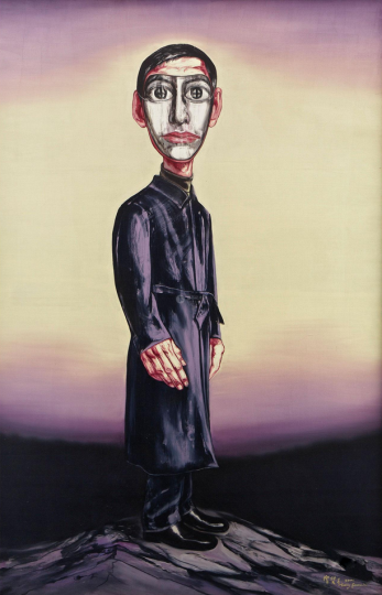《面具系列》220×145cm 布面油畫  2001
成交價(jià)：2812萬港幣（2218.7萬人民幣）  香港蘇富比2013年秋季拍賣會(huì)

