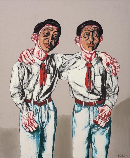 《面具系列5號(hào)》 180×150cm 布面油畫  1994
成交價(jià)：2252萬港幣（1779萬人民幣） 香港蘇富比2014年春季拍賣會(huì)
