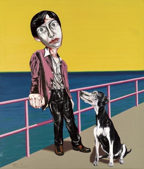 《面具系列》169×144.3cm 布面油畫  1998
成交價(jià)：2084萬港幣（1669萬人民幣） 佳士得香港2015年春季拍賣會(huì)
