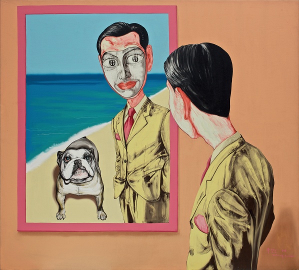 《面具系列1998廿六號(hào)》 179×199cm  布面油畫  1998
成交價(jià)：2026萬港幣（1661萬人民幣）  香港蘇富比2011年秋季拍賣會(huì)
