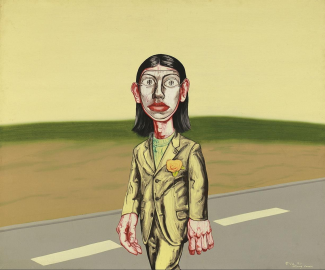 《面具系列1997：第十七號(hào)》  150×179.5cm  布面油畫  1997
成交價(jià)：1916萬港幣（1540萬人民幣） 佳士得香港2014年春季拍賣會(huì)

