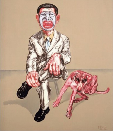 《假面系列十九號(hào)》 150×130cm   布面油畫  1994
成交價(jià)：1746萬港幣（1470萬人民幣）  香港蘇富比2011年春季拍賣會(huì)
