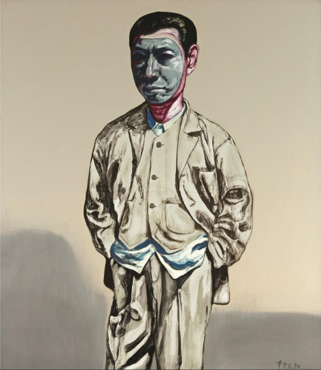 《面具系列14號(hào)》  149×129cm  布面油畫  1994
成交價(jià)：1804萬港幣（1423萬人民幣）  香港蘇富比2013年秋季拍賣會(huì)
