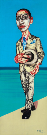 《面具系列》197×69cm 布面油畫  2000
成交價(jià)：1728萬港幣（1365萬人民幣） 保利香港2014年春季拍賣會(huì)

