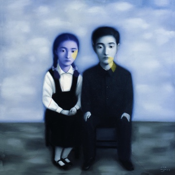 張曉剛《血緣大家庭系列》150x150cm 布面油彩 1998年
