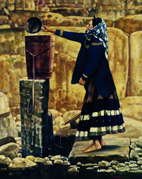 ?程叢林《取水》143x115cm 布面油彩1991年
