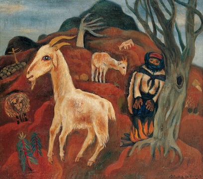 ?毛旭輝《圭山組畫——山羊》 84×95cm 布面油彩1986年
