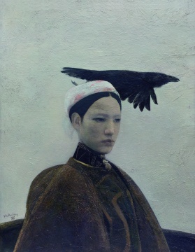 ?何多苓《烏鴉是美麗的》89.9x70cm 布面油彩 1988年 
