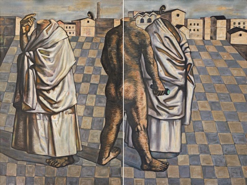 張小濤《沒有頭顱的行走（雙聯(lián)畫）》180×120cm×2 布面油彩1995年
