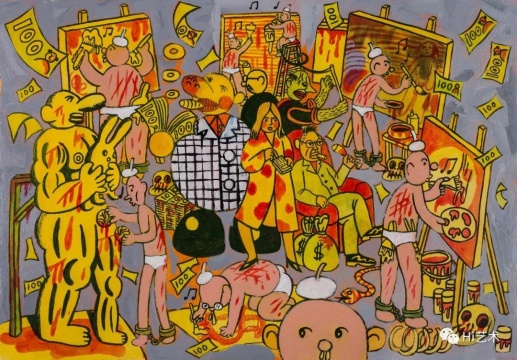 煙囪 《藝術圈》 27×39cm 紙上丙烯 2015（作品經(jīng)煙囪授權發(fā)布）
