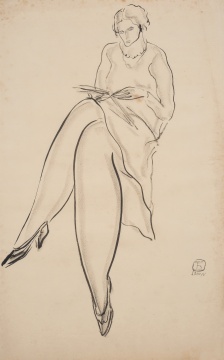 常玉 《讀書女子》紙本水墨與炭筆 77×96cm 約1920-1930年代 
華藝國際(香港)2019秋拍拍品 估價：HKD 25-45萬
