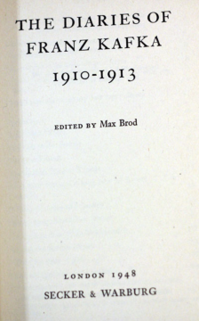 1948年首版的《卡夫卡日記（1910-1913）》
