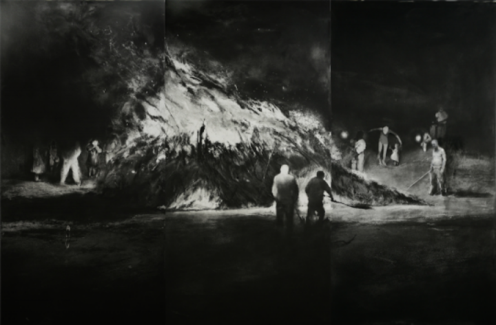 《碎木·雜草和村莊上燃燒的火No.1》 100×150cm 銅版 2014

 
