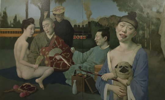 汪翀 《狎妓圖》 122×76cm 布面油畫(huà)  2021
