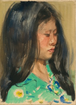 宗其香，《平梅像》，紙本水彩，18.5cm×13.3cm，1959年
