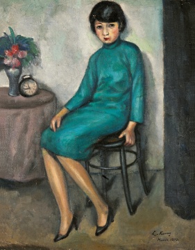 LOT 2033

關(guān)良（1900-1986）

摯愛

1929年作?布面油畫

45×35 cm

簽 名：L.Kwang March 1929

出版：

《文華》1929年8月創(chuàng)刊號(hào)，上海文華美術(shù)圖書印刷有限公司，1929年，P9

《中國(guó)名畫家全集—關(guān)良》，河北教育出版社，2003年，P112

《十二世紀(jì)中國(guó)西畫文獻(xiàn)—關(guān)良》，文化藝術(shù)出版社，2009年，P111

《關(guān)良》，上海美術(shù)出版社，2009年，P19

《藝術(shù)巨匠—關(guān)良》，河北教育出版社，2013年，P57《美術(shù)學(xué)報(bào)》，廣州美術(shù)學(xué)院，2016年04期，P51-59

來源：西泠印社2018年12月15日，LOT 0733

說明：畫中女子為關(guān)良妻子顧卓英，原藏家直接得自藝術(shù)家家屬。經(jīng)藝術(shù)家家屬確認(rèn)此來源。

CNY 8,000,000 - 10,000,000
